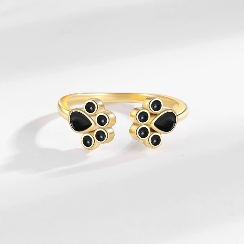 Minimalist Ring Stackable - Neuer Niedlicher Katzenpfoten-Offener Ring, Verstellbarer Kätzchen-Fußabdruck