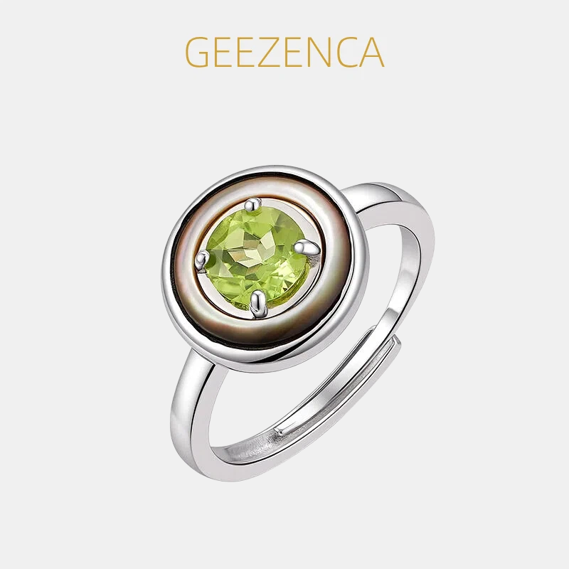Birthstone Ring Set - GEEZENCA 925 Sterling Silber Peridot Geburtsstein