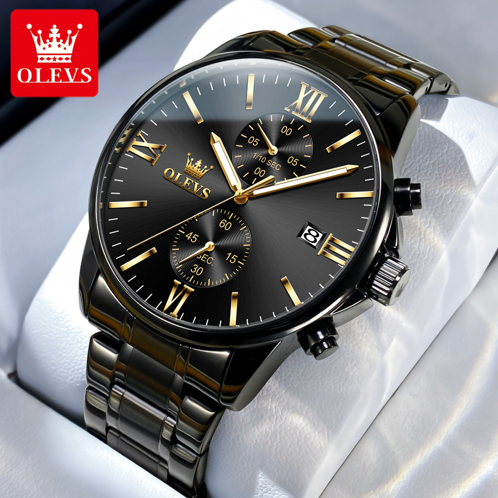 Jewelry Inspired Watches - OLEVS 2886 Klassische schwarze Quarzuhr für