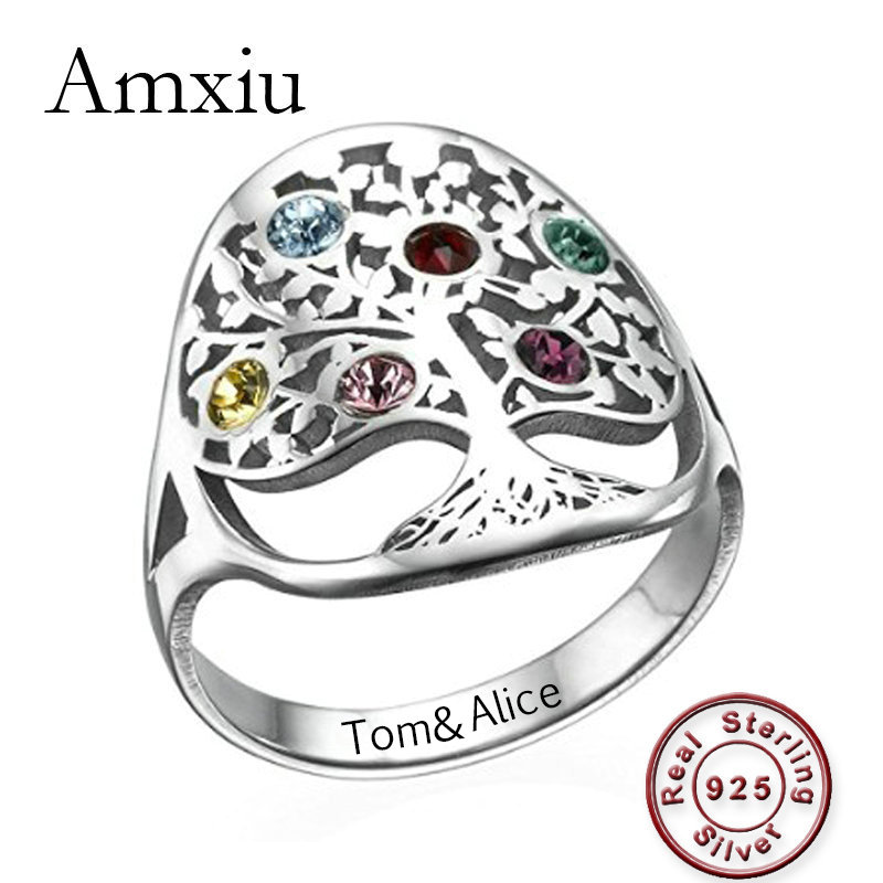 Birthstone Ring Set - Amxiu Personalisierte Baum Ring mit Birth