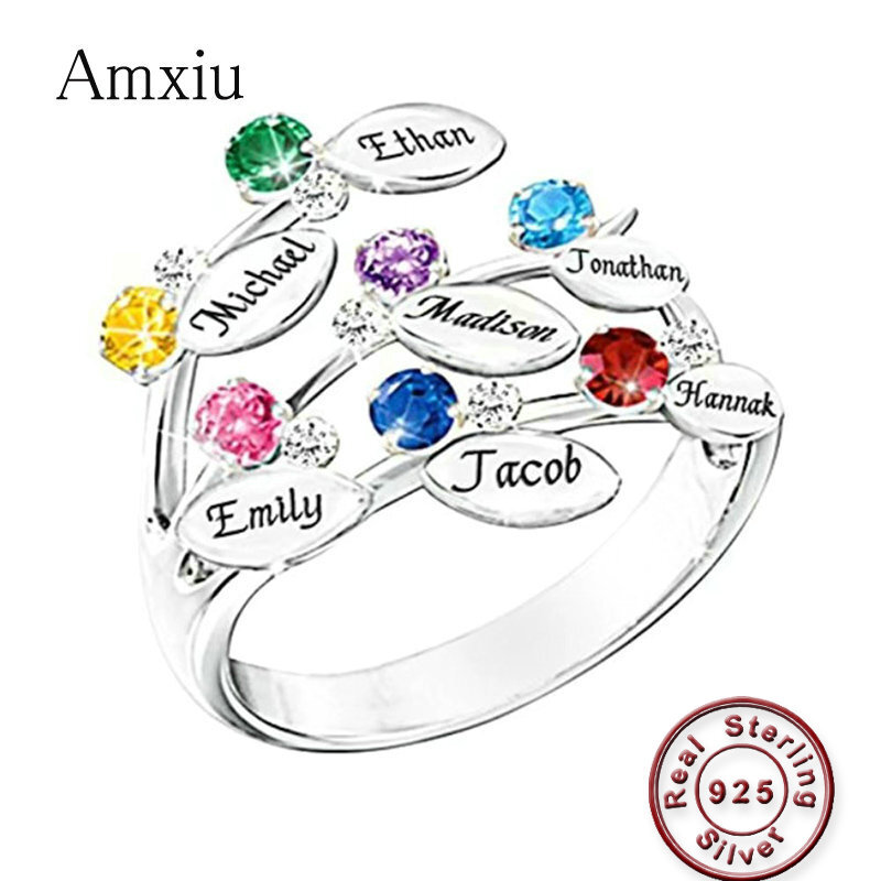 Birthstone Ring Set - Amxiu Nach 100% 925 Sterling Silber
