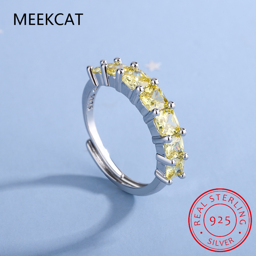 Birthstone Ring Set - Prinzessinnen-Schliff Natürlicher Gelber Citrin 925 Sterling