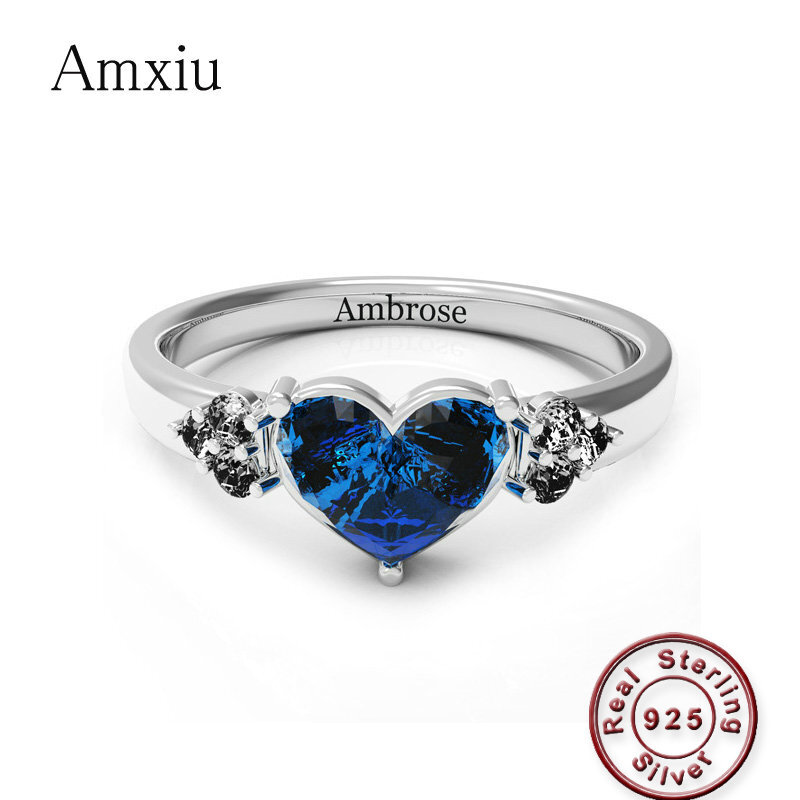 Birthstone Ring Set - Amxiu Nach 925 Sterling Silber Hochzeit