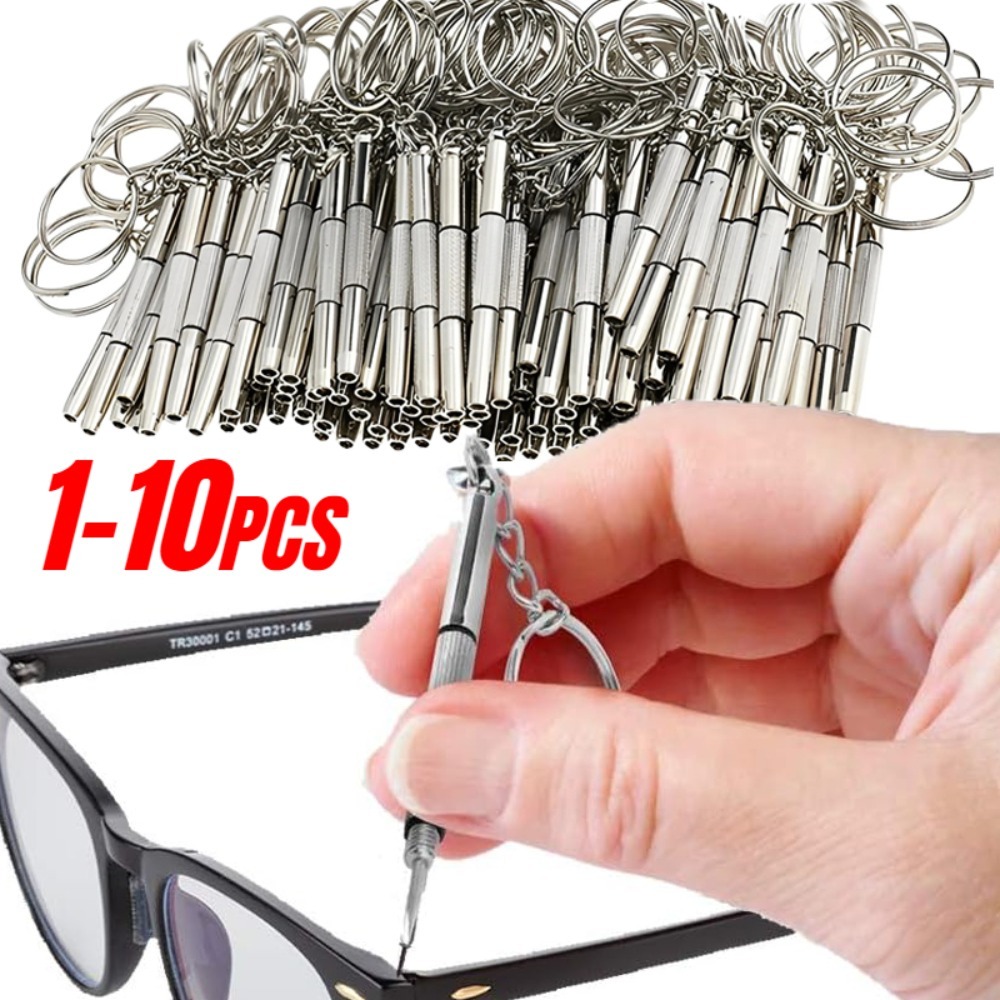 Watch Repair Tool Kit - Stahl-Brillenschraubendreher, Uhrenreparatur-Set mit Schlüsselanhänger, Tragbare Handwerkzeuge,