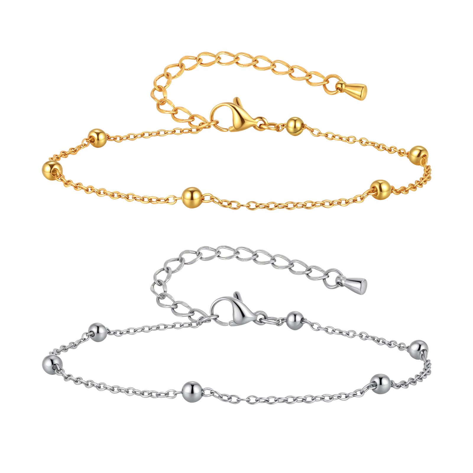 Jc Jewelry & Watches - Edelstahl-Fußkettchen mit Perlenkette für Damen, wasserdichte