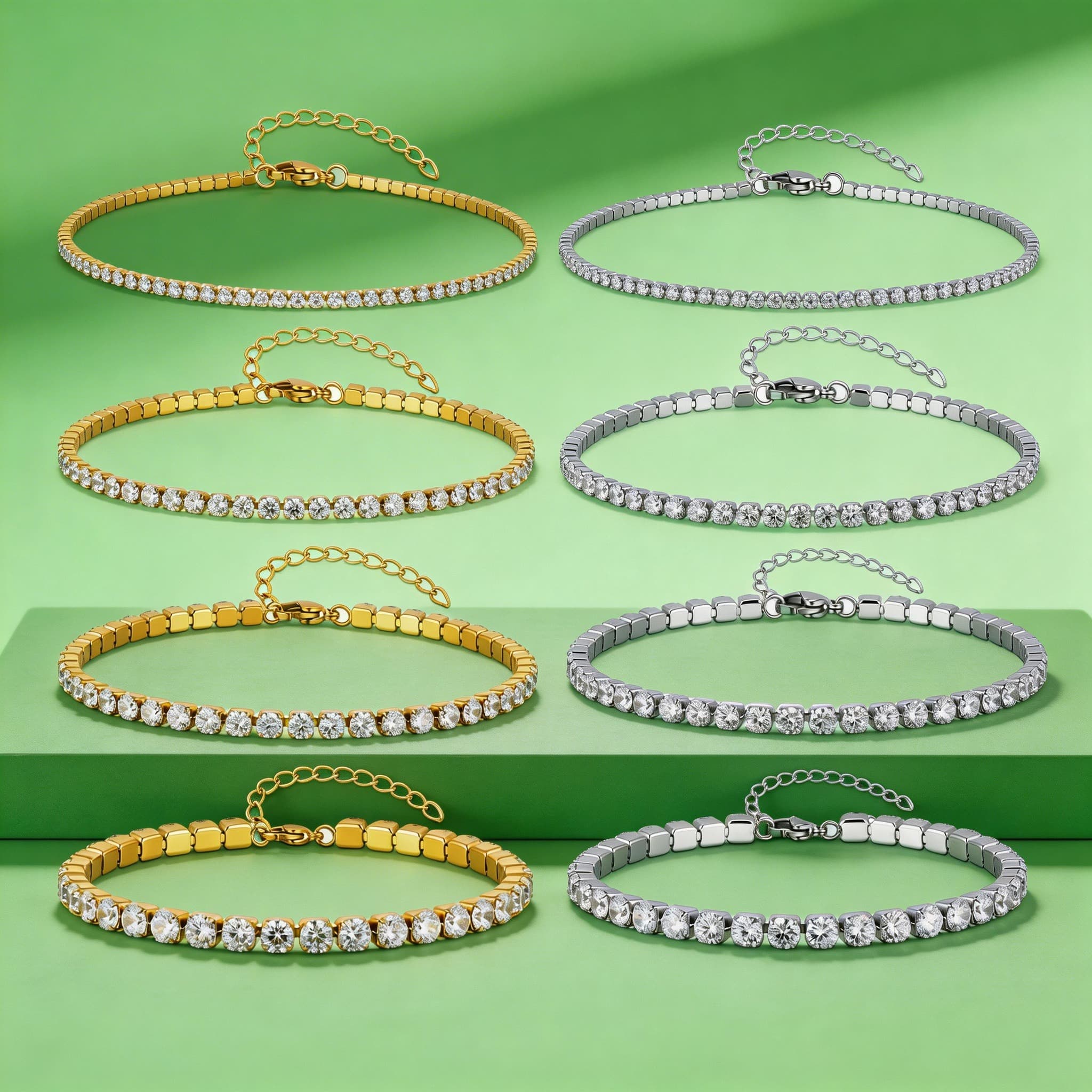 Jc Jewelry & Watches - 2/3/4/5MM Luxus Zirkon Tennis-Ketten-Fußkettchen für Damen,