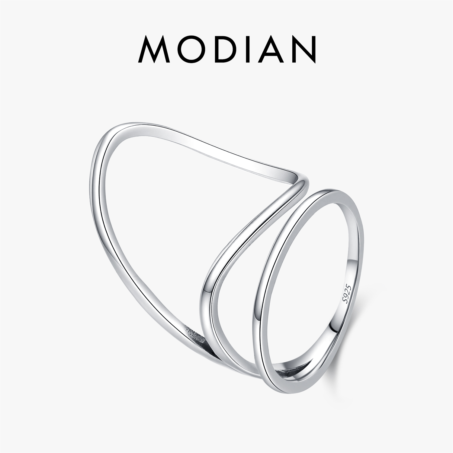 Minimalist Ring Stackable - MODIAN 925 Sterling Silber Minimalistische Unregelmäßige