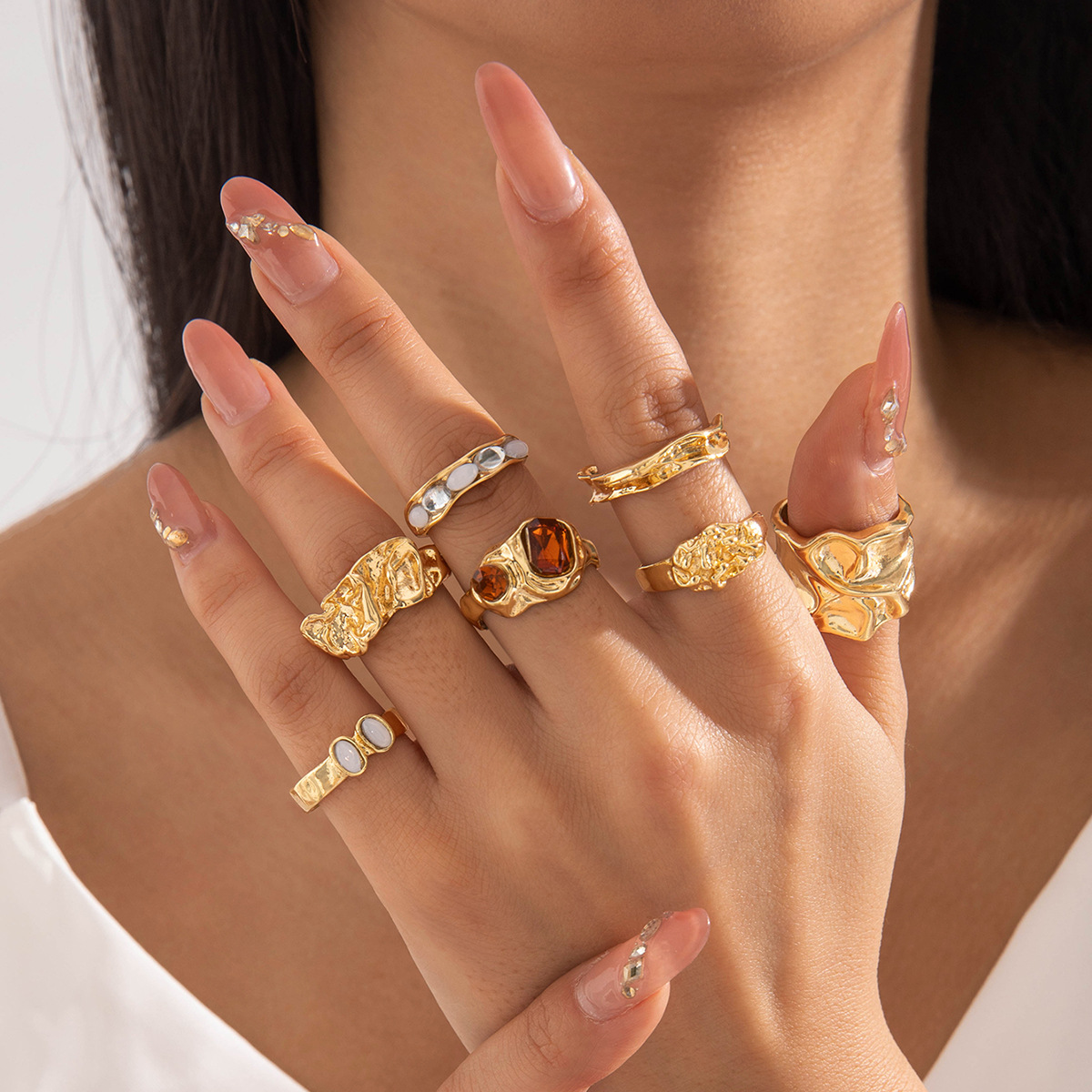Geometrisches Nischenring-Set, – Minimalist Ring Stackable Bewertung und Preis