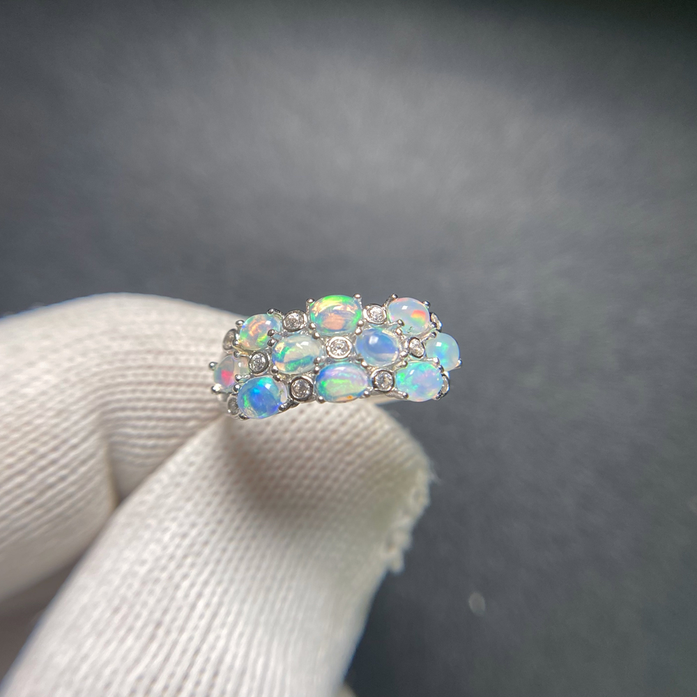Elegante natürliche weiße Opal – Birthstone Ring Set Bewertung und Preis