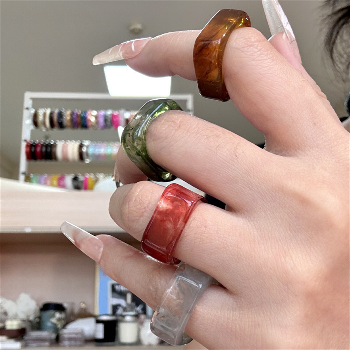 Quadratische Harzringe, ästhet – Minimalist Ring Stackable Bewertung und Preis