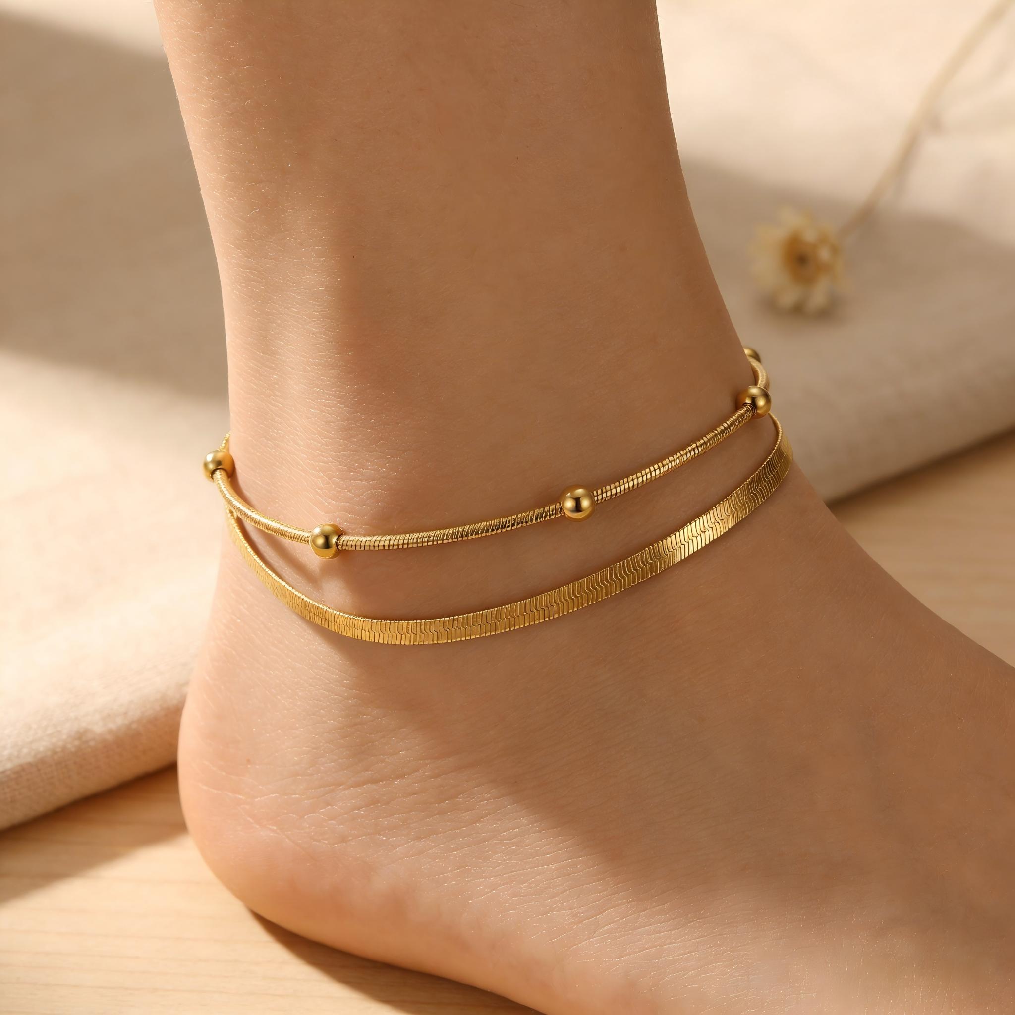Doppellagiges Goldfarben-Fußke – Jc Jewelry & Watches Bewertung und Preis
