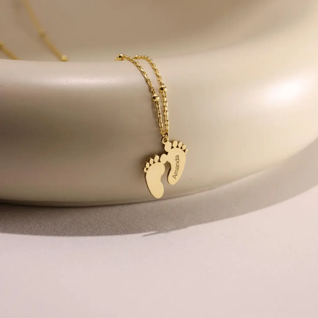 Benutzerdefinierte Fußabdruck- – Engraved Name Necklace Bewertung und Preis