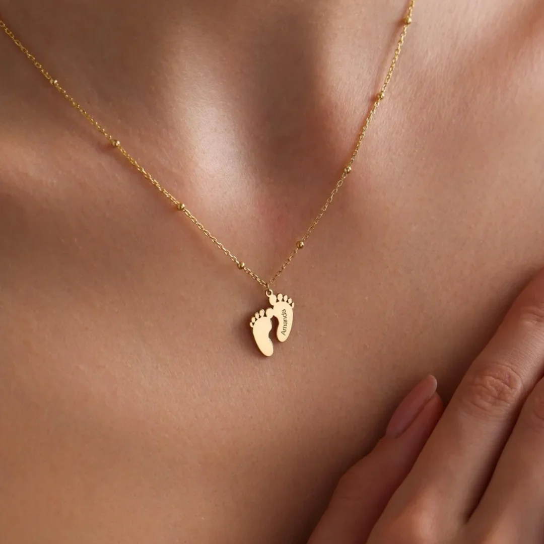 Benutzerdefinierte Fußabdruck- – Engraved Name Necklace Bewertung und Preis