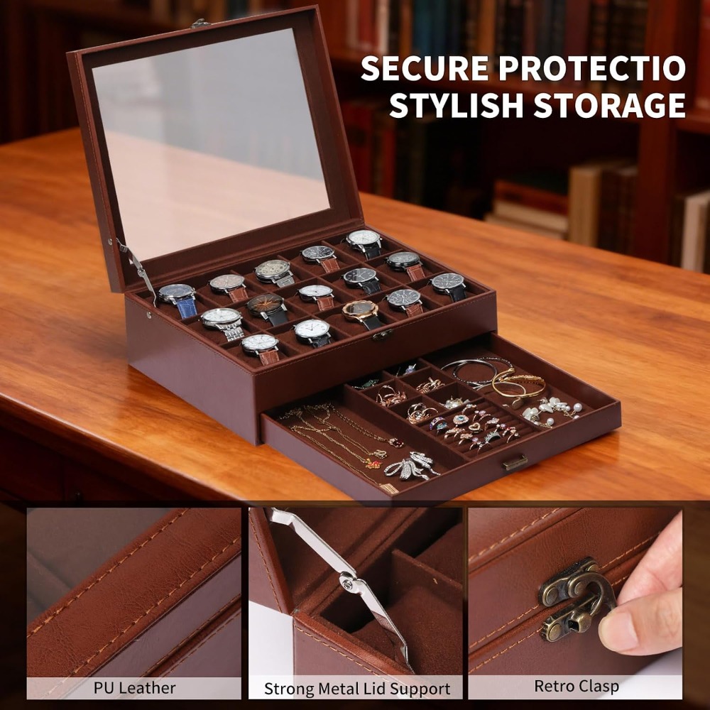 2-lagige Uhrenbox mit Schloss, – Jewelry Box That Holds Watches Bewertung und Preis