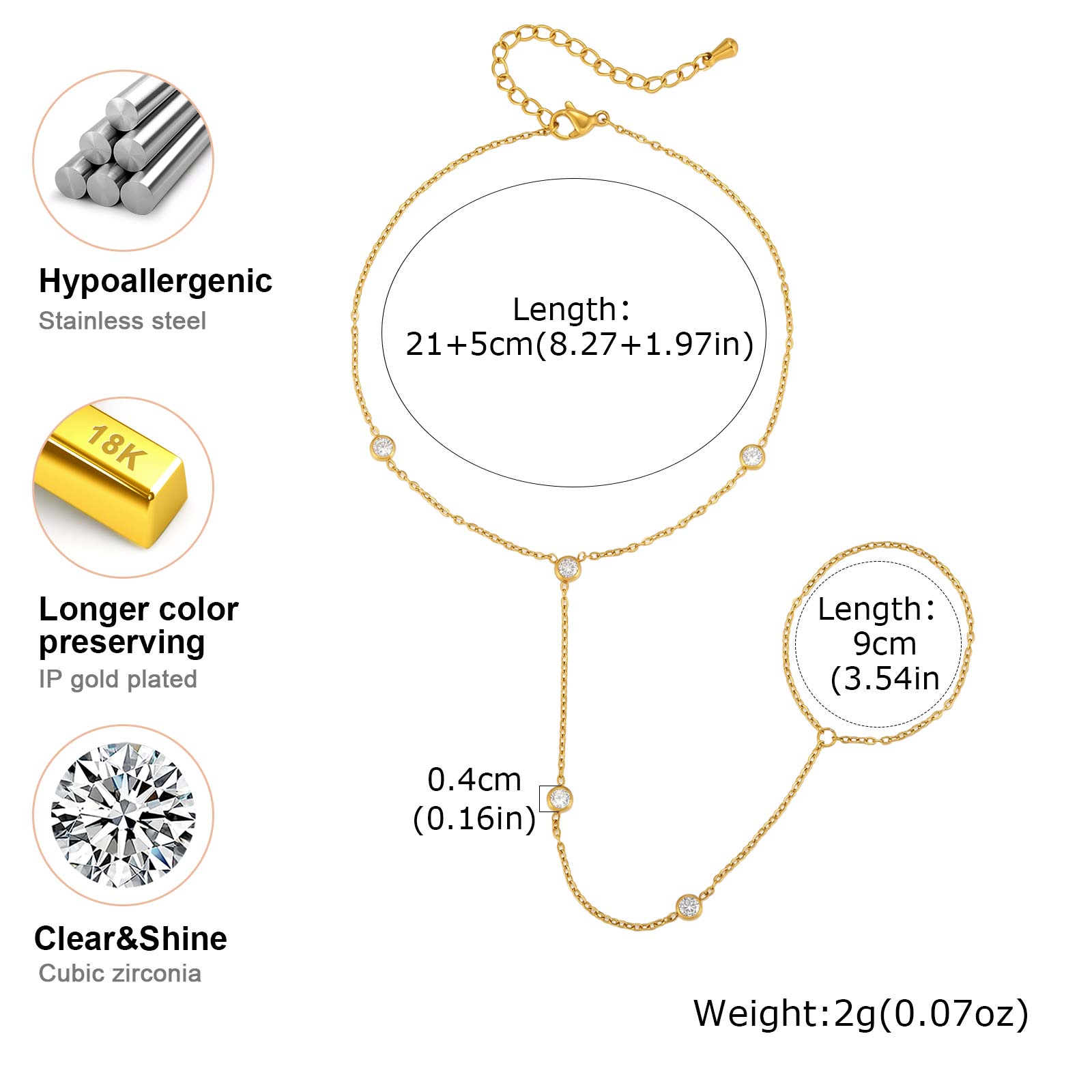 Edelstahl CZ-Fußkettchen 18K P – Jc Jewelry & Watches Bewertung und Preis