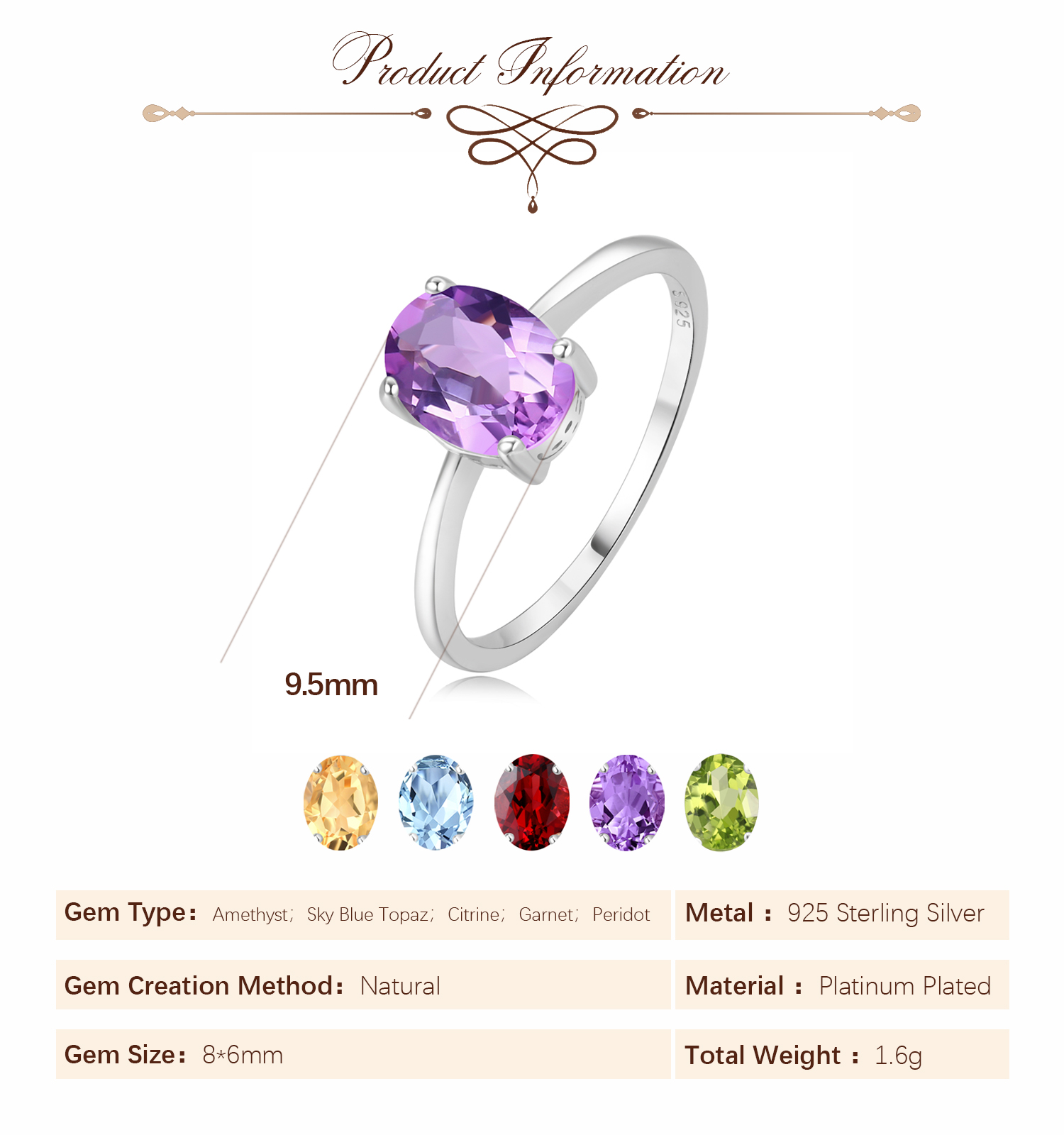 Potiy Natürlicher 1,45ct Grana – Birthstone Ring Set Bewertung und Preis